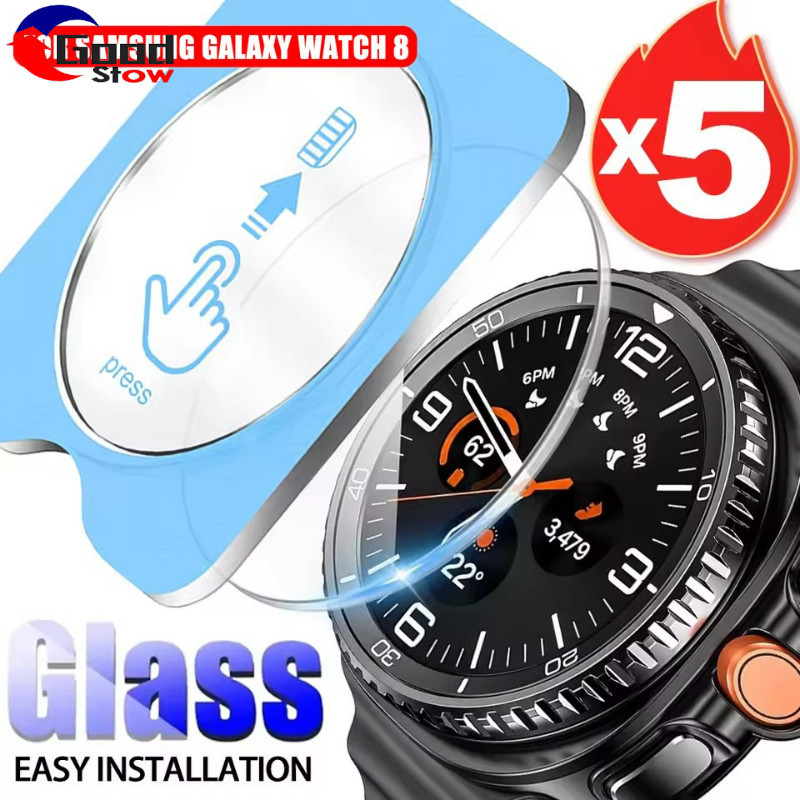 [3C&Auto]สําหรับฝาครอบหน้าจอ Galaxy Watch 8 | กระจกนิรภัย 1-5แพ็คพร้อมกรอบจัดตําแหน่งฟิล์ม ความละเอี