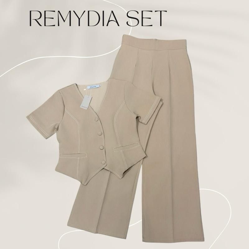 Remydia Set AN305 ชุดเซตเดินด้ายทรูโทนคอวีขายาว
