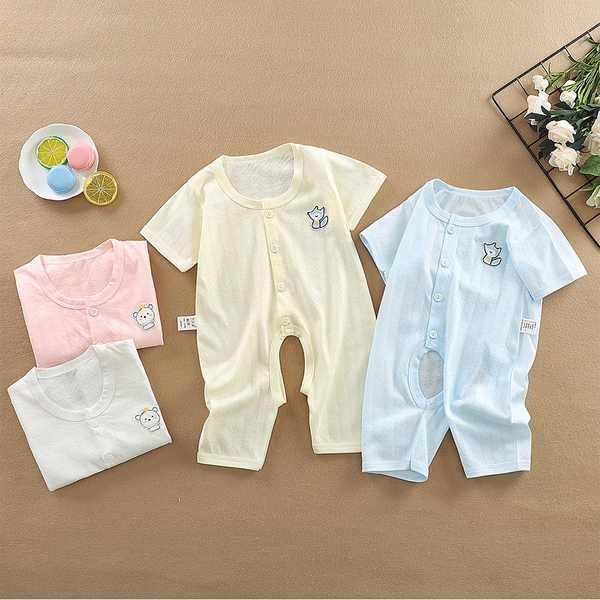 kiki baby shop ชุดนอนการ์ตูน ชุดนอนเด็ก เสื้อจั๊มสูทเด็กฤดูร้อนแบบบางฤดูร้อนแขนสั้นเด็กแรกเกิดชุดฤดู