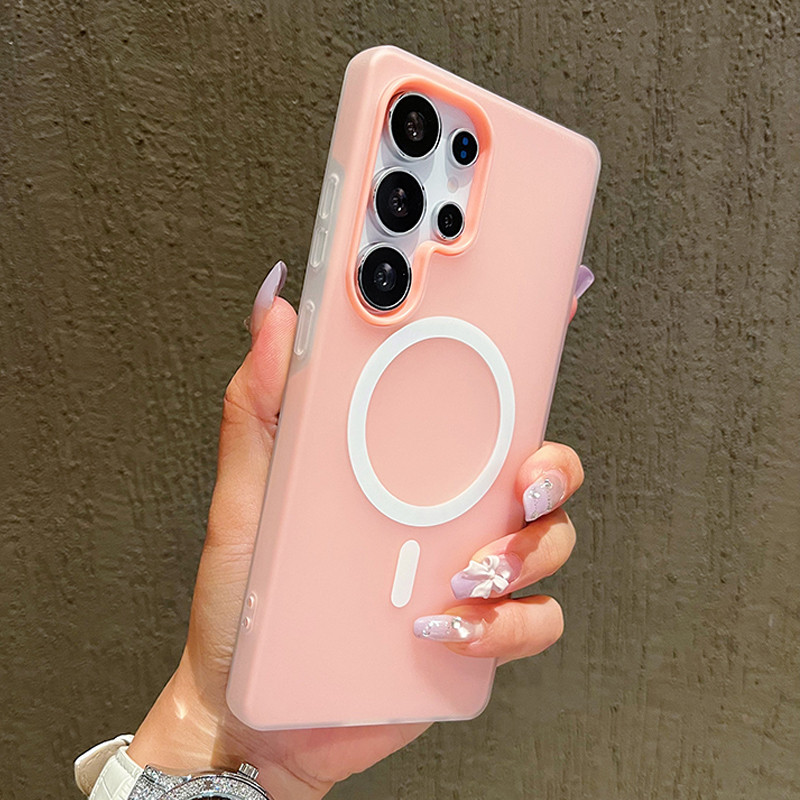 สีลูกกวาด Matte Jelly เคสโทรศัพท์แม่เหล็กสําหรับ Samsung S24 S25 Edge Ultra S23 Plus FE สําหรับฝาครอบชาร์จไร้สาย