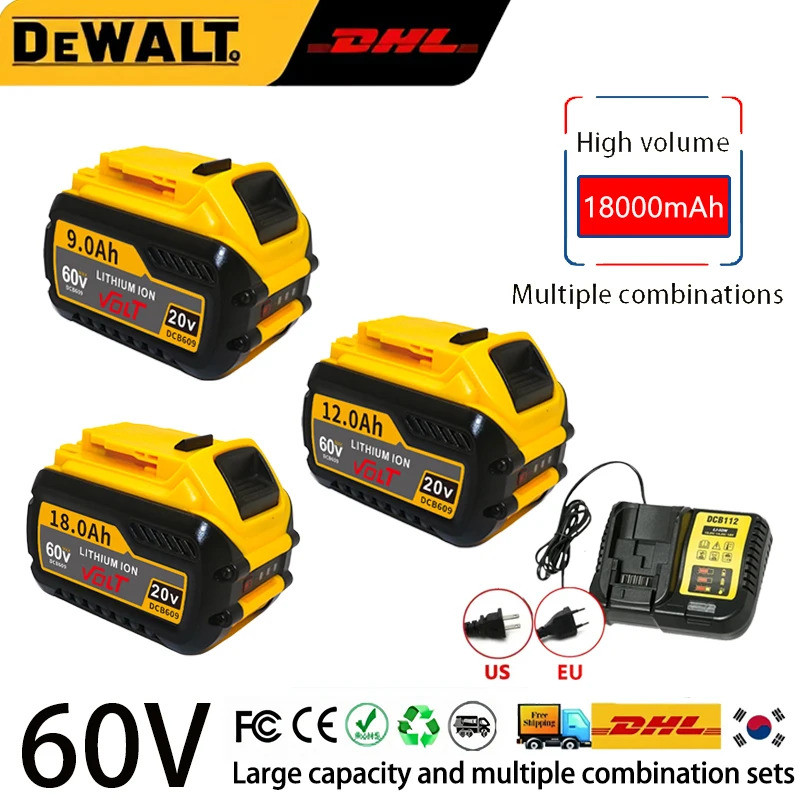 100% ใหม่ 9Ah/18Ah สําหรับ DeWalt 20 V/60 V MAX Li-ion สําหรับ DeWalt DCB547-XJ DCB200 DCB201 สําหรั