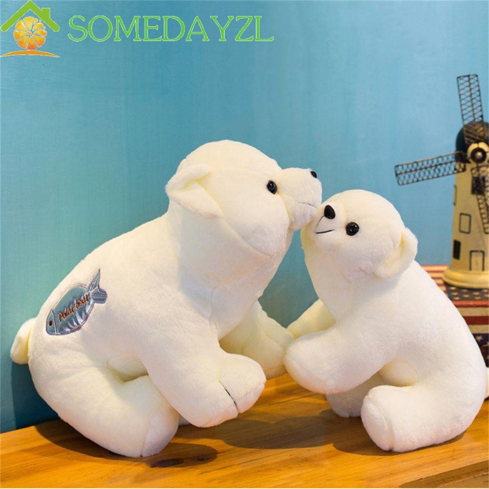 Somedayzl ตุ๊กตาหมีขั้วโลก Kawaii ตุ๊กตายัดไส้ สีขาว 25 ซม. ของเล่นสําหรับเด็ก