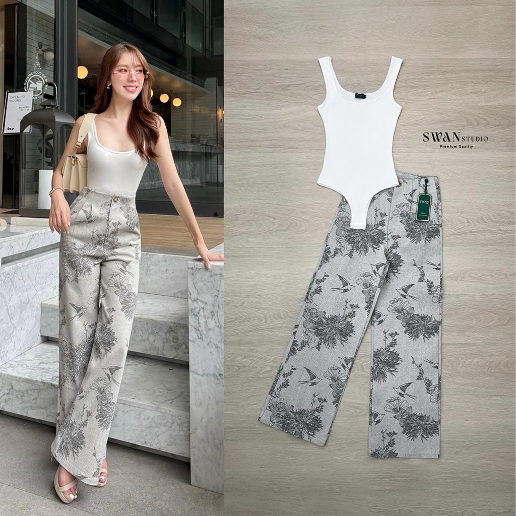 Cr.shop (พร้อมส่ง) ชุดเซตเก๋ๆ ชุดใส่ไปเที่ยว Swan297 ทรงสวย