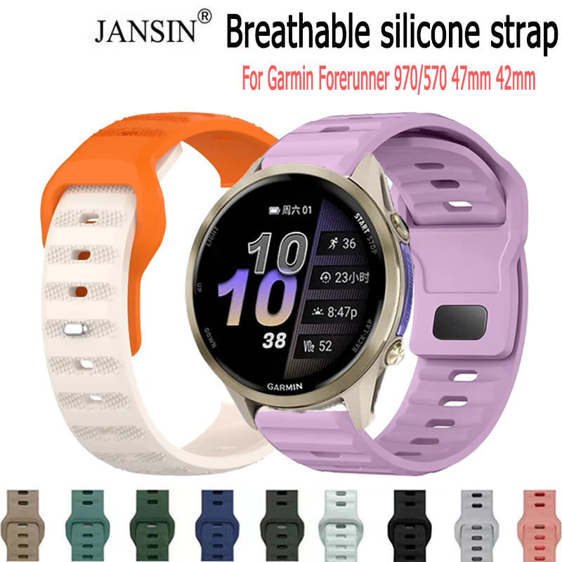 สาย สำหรับ Garmin Forerunner 970 570 47mm 42mm สายนาฬิกา สายนาฬิกา ซิลิโคน สำหรับ สมาร์ทวอทช์