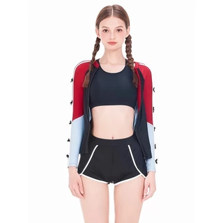 BIKINI RUNWAY ชุดว่ายน้ำ 5 ชิ้น ชุดว่ายน้ำแขนยาว ชุดว่ายน้ำกระโปรง 💦 มีไซส์ S-L | น้ำหนัก 38-58 กก. Y643