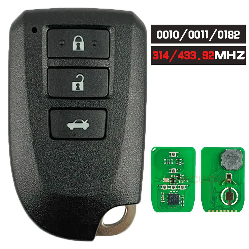 Toyota สมาร์ทคีย์ระยะไกล 433MHz 3 ปุ่มสําหรับ Yaris Vios Universal Keyless Entry Fob 8A ชิป ID 0010 0011 0182 เปลี่ยนรถ