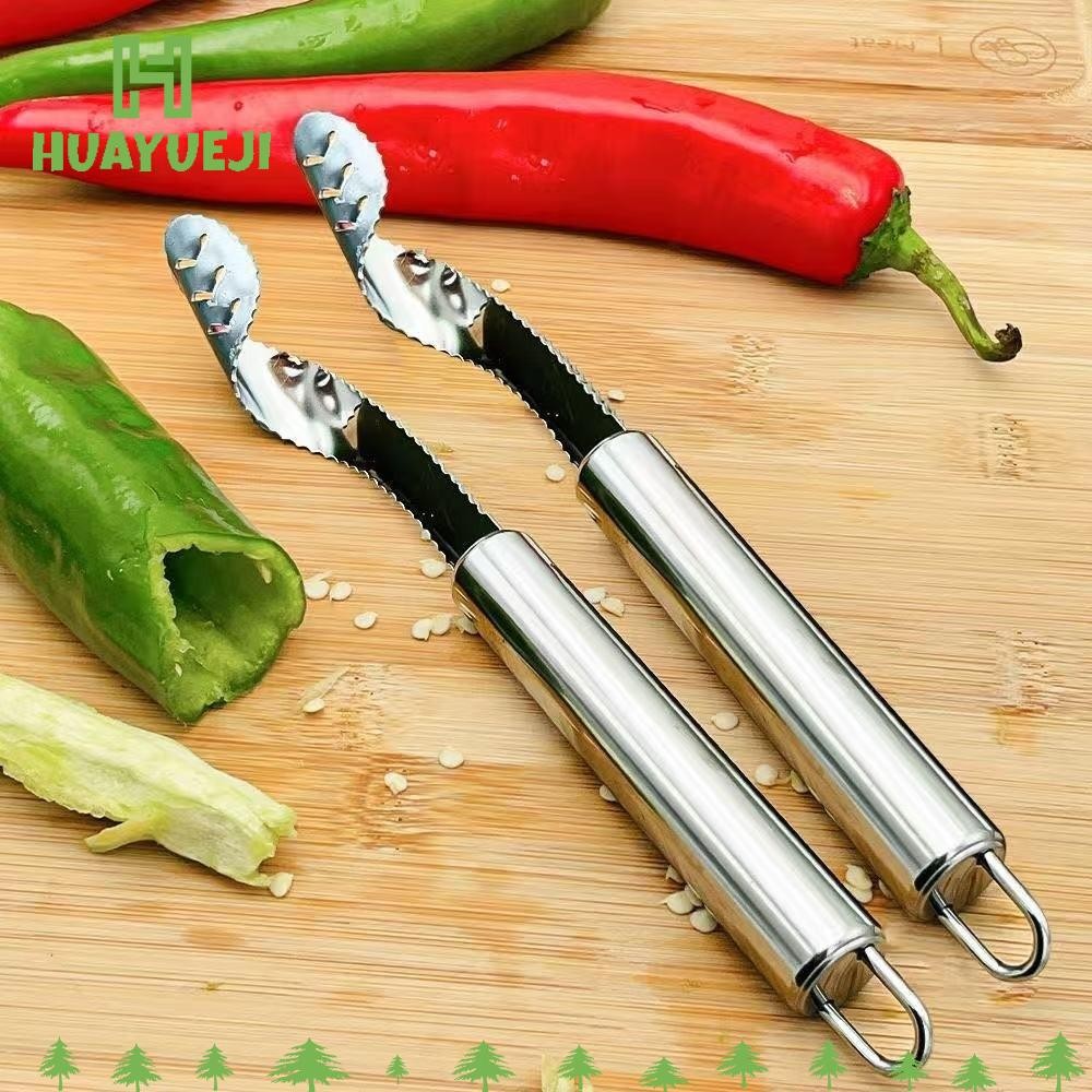 HUAYUEJI เครื่องกําจัดแกนพริกไทย, Slice การประมวลผลผัก Jalapeno Corer Remover, ความพยายามสแตนเลสมัลต