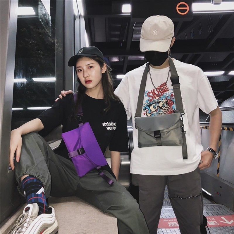 KVK-shop：กระเป๋าคาดหน้าอก คาดเอว สะพายข้าง สไตล์สปอร์ต ผ้าไนล่อนกันน้ำ ขนาดกระทัดรัด