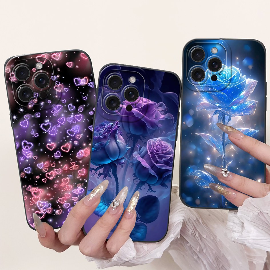 สําหรับiPhone 14 Pro MaxกรณีA2894 A2651 ใหม่แฟชั่นดอกไม้RoseรูปแบบSoft CandyซิลิโคนสําหรับiPhone 14 