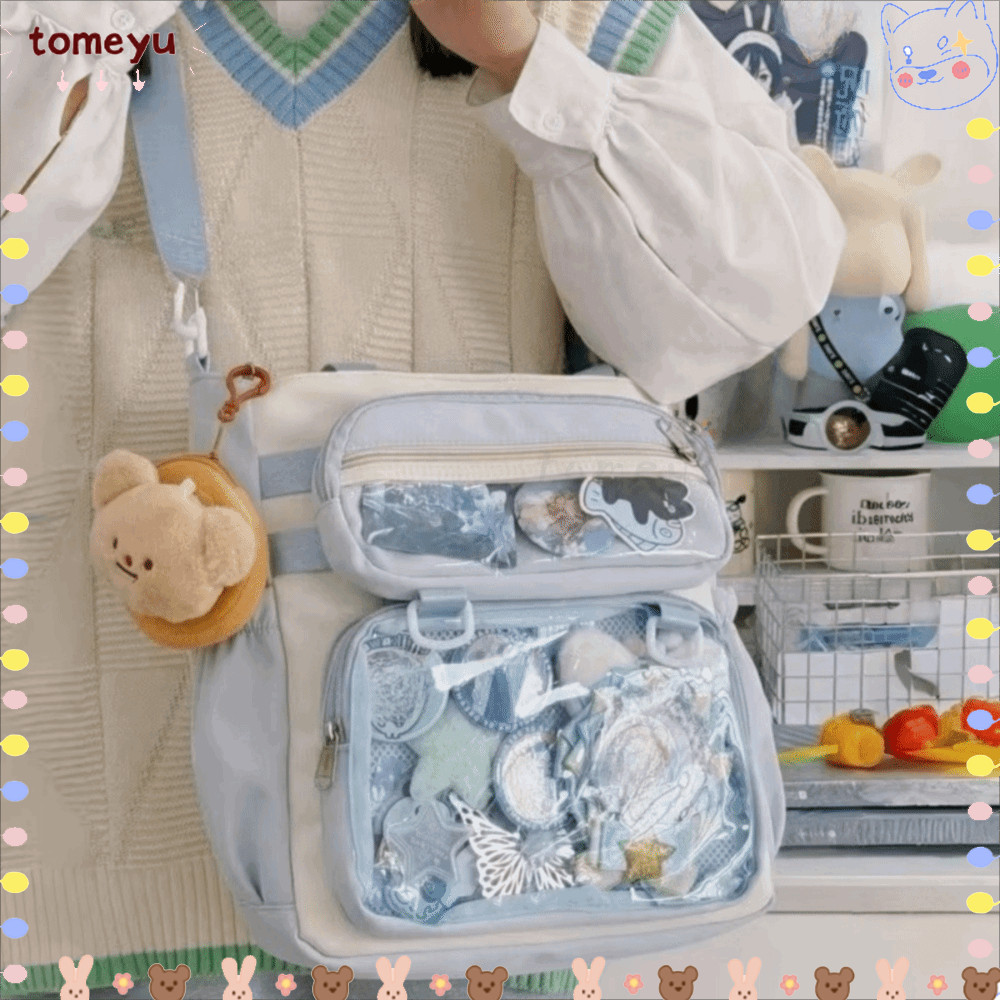 TOMEYU Ita กระเป๋าสะพายข้างสำหรับผู้หญิง สไตล์อะนิเมะ นำ้หนักเบา ทำจากไนลอน พกพาสะดวก