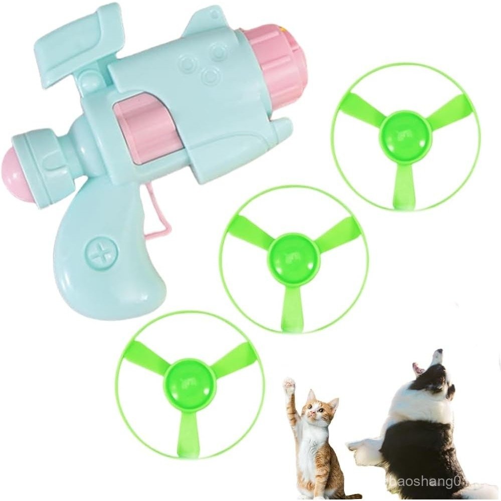 Light-Up Flying Disc Cat Launcher ชุด,ของเล่นแมว 3 ใบพัดบินชุด,แมวเล่นติดตามของเล่นแบบโต้ตอบสําหรับล