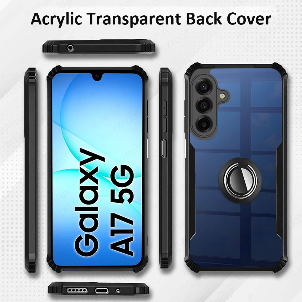 อะคริลิคแหวนสําหรับ Samsung Galaxy A17 โปร่งใสกันกระแทก PC ฝาหลัง Samsung A17 Samsung 17 4G 5G