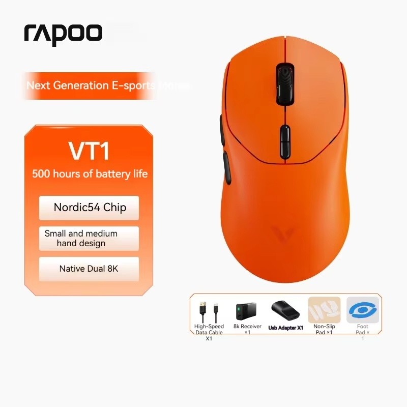 Rapoo VT1 MAX Wireless Mouse 2Mode Dual 8K Small and Medium-sized Hands Mice Long Battery Life Ergon