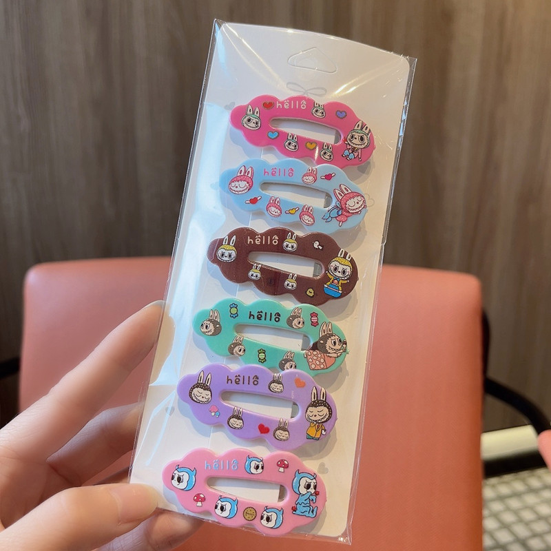 กิ๊บติดผมเด็กผู้หญิงน่ารักและประณีต 6 ชิ้น/เซ็ต เครื่องประดับผมหน้าม้าพิมพ์ลายการ์ตูนยอดนิยม