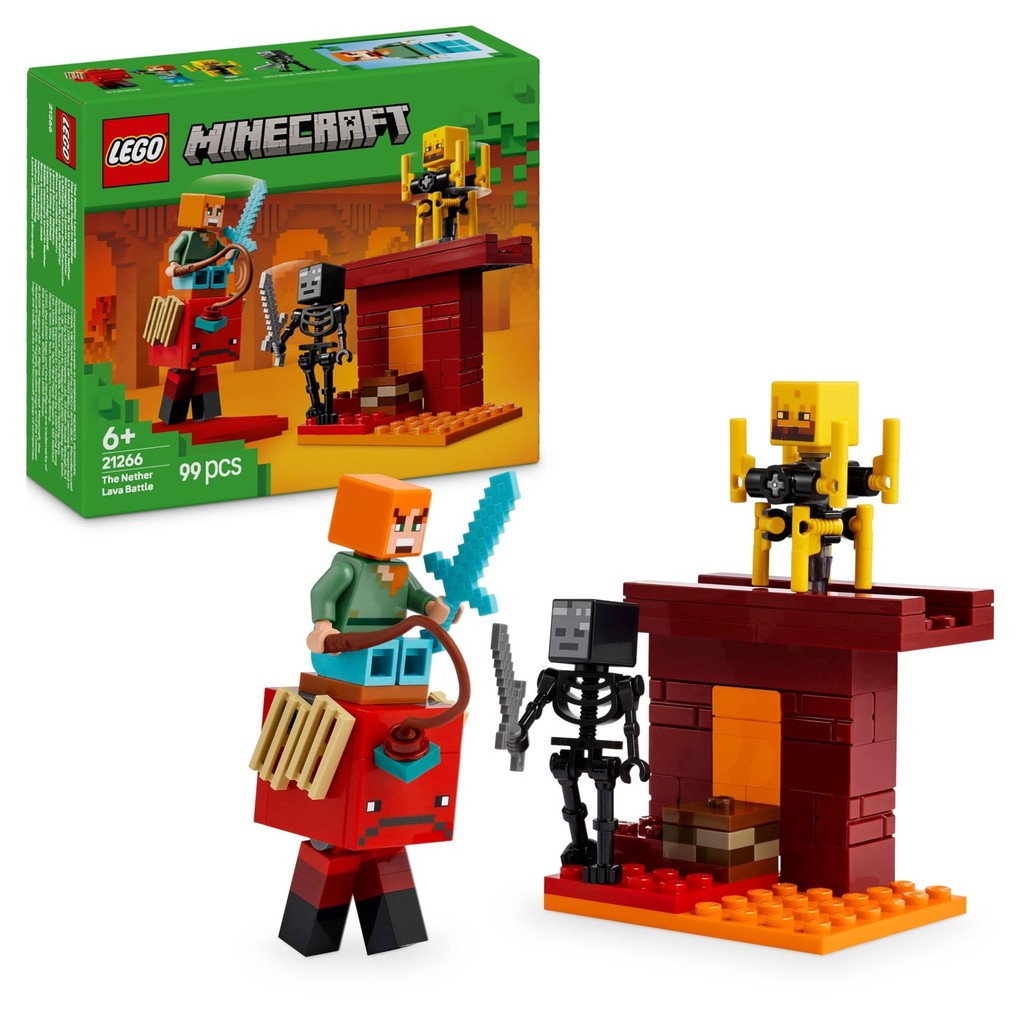 LEGO Minecraft The Nether Lava Battle Building ชุดของเล่นพร้อมฟิกเกอร์ Alex แถม 21266