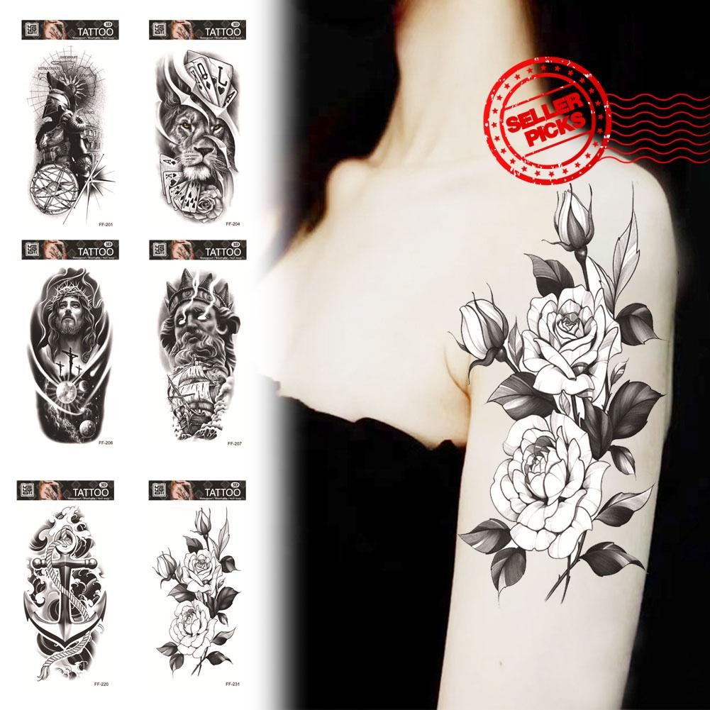 Big Arm Sleeve Tattoo Sticker กันน้ําชั่วคราว Z5j4 Body Tattoo สติกเกอร์ Art Creative P7c0 Q7e2