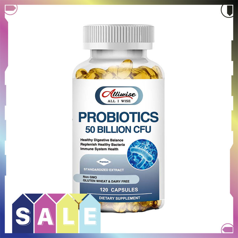 Alliwise Digestive Probiotic Capsules 50 Billion CFU ลดอาการท้องอืด สมดุลจุลินทรีย์ในลำไส้