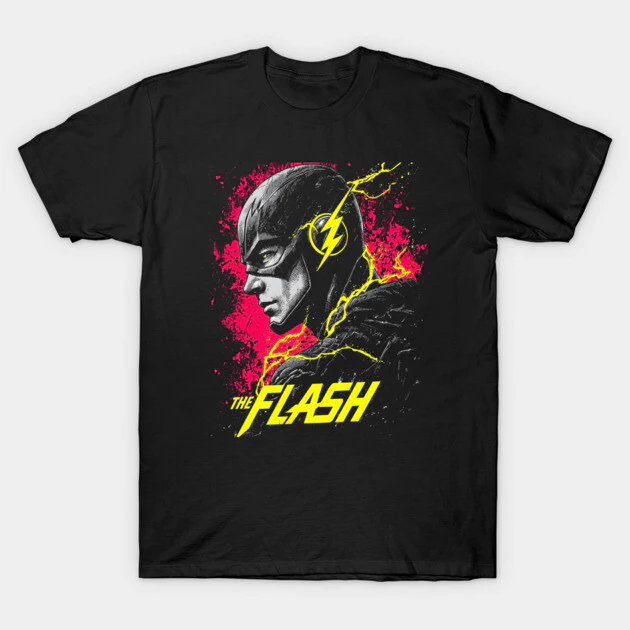 เสื้อยืด The Flash Vintage Cotton 100% สีดำ