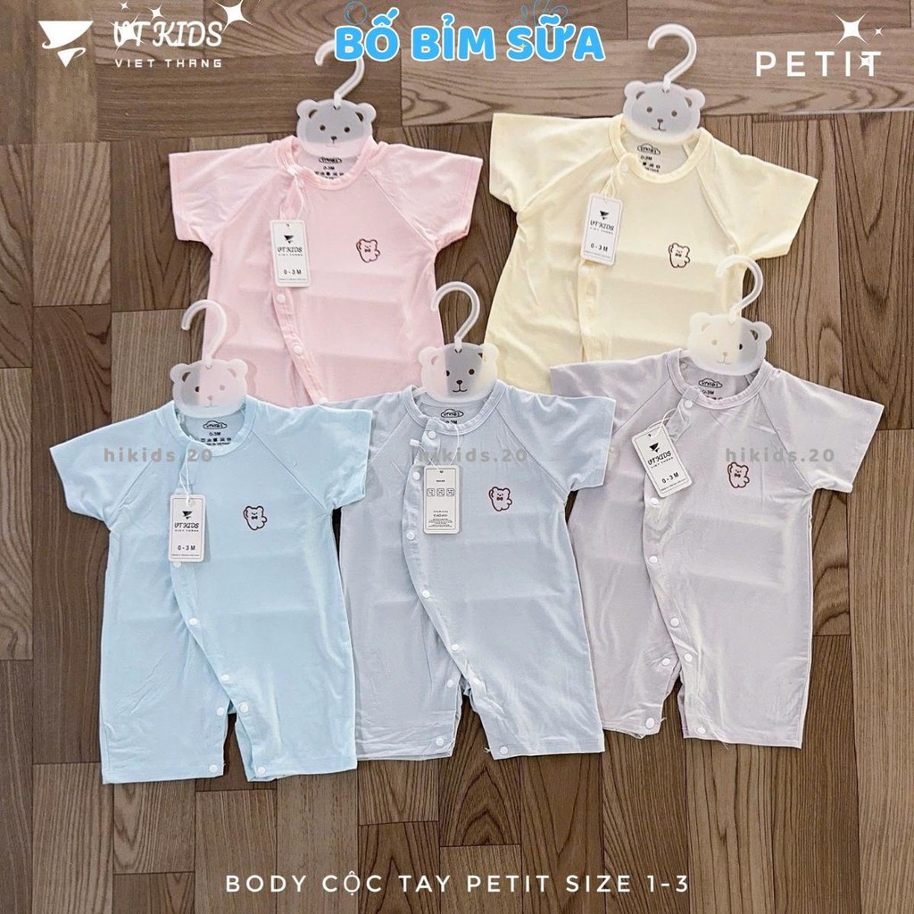 ชุดชุดบอดี้สูท 2/3 ชิ้นพร้อมแขนยืดหยุ่น Petit สี VT กระดุมไขว้ทารกแรกเกิดนุ่มและเรียบเนียนสําหรับเด็