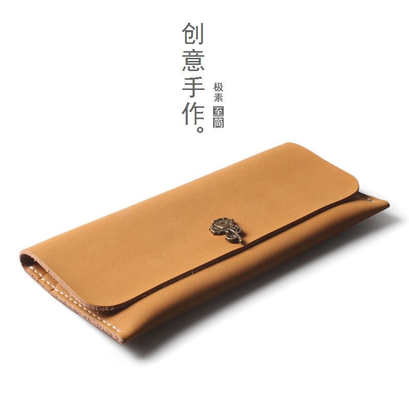 Creative Handmade ของแท้หนังผู้ชายผู้หญิงยาว Cowhide โทรศัพท์มือถือกระเป๋าสตางค์ Retro Crazy Horse ก