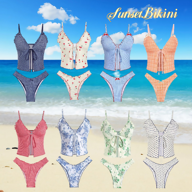 Sunset.Bikini🌊ชุดบิกินี่ เซ็กซี่ ทูพีช ชุดไปทะเล ผ้าแห้งไว เที่ยวทะเล มีตัวเลือกสีมากมาย ส่งไวจากไทย