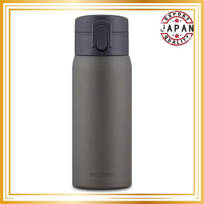 Iris Ohyama Vacuum Insulated Water Bottle, One-Touch, 350ml, Keeps Cold for 6 Hours, Keeps Hot at 69
