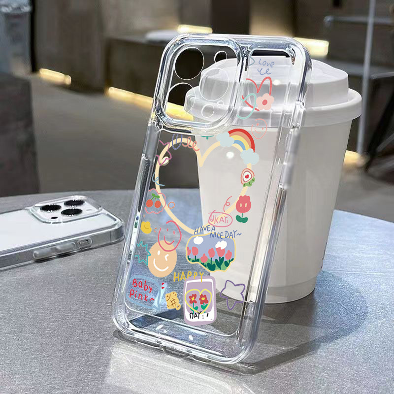 Rainbow Love Smile Graffiti สําหรับ Xiaomi Mi 13T 12T Pro Poco C65 F6 X6 Pro Xiaomi 14 13 12 Pro 11 Lite 5G NE Poco X5 F5 X3 Pro Space ฝาครอบ TPU โปร่งใส