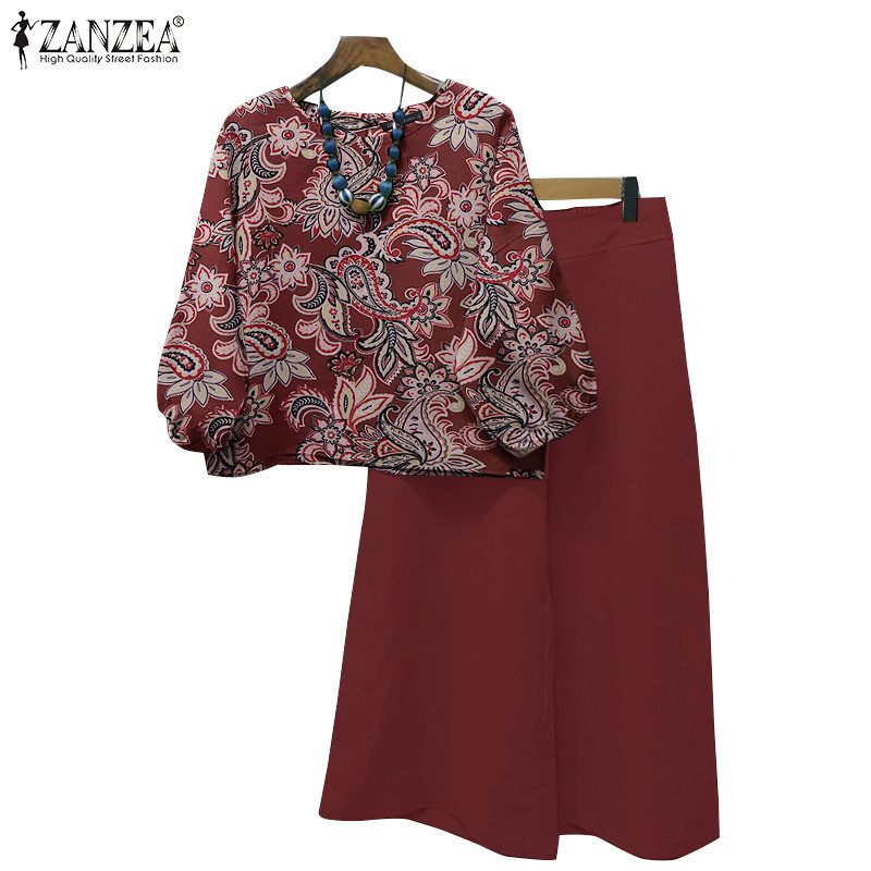 Zanzea ผู้หญิงเกาหลีสามไตรมาสแขนลูกเรือคอ Elasticized Cuffs Tops กางเกง