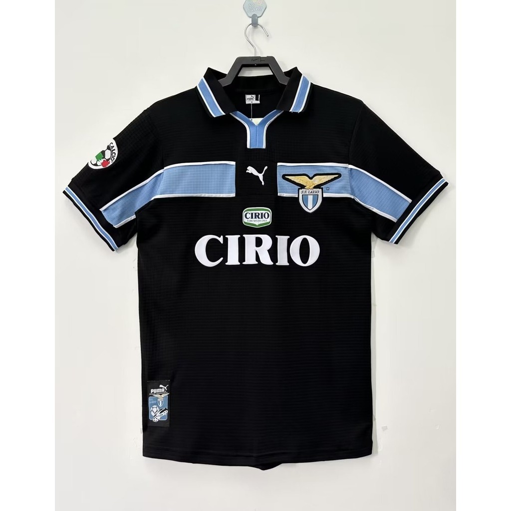 9899 เสื้อฟุตบอลย้อนยุค Lazio away AAA + เสื้อฟุตบอลแขนสั้นคุณภาพสูง