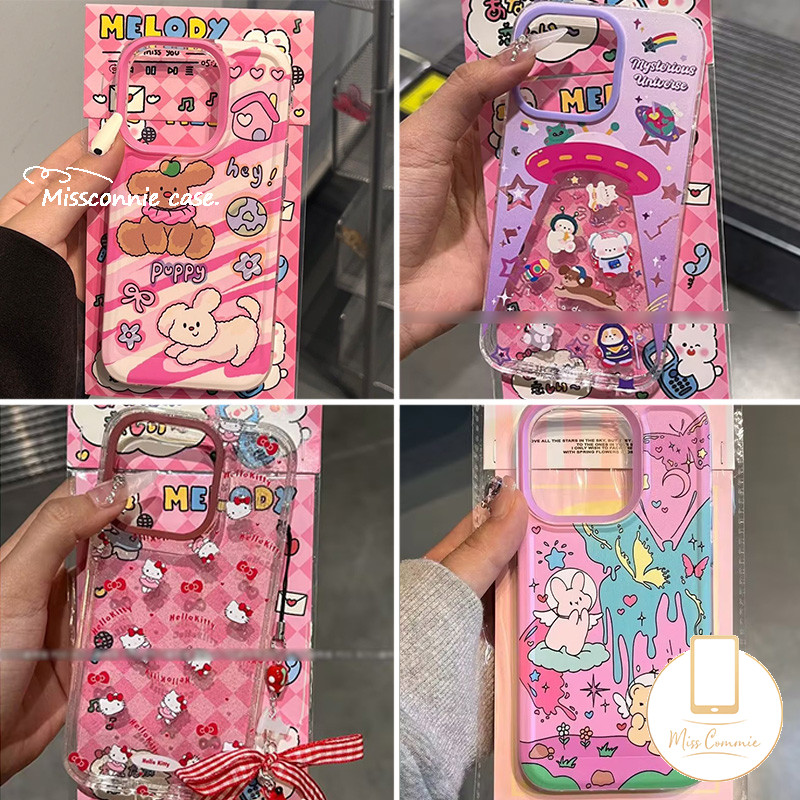 ดอกไม้ที่มีสีสันหมี Puppy Love Heart กระต่ายโบว์ผีเสื้อ Hello Kitty ฝาครอบสําหรับ IPhone 7Plus XR 13 11 15 12 14 Pro Max XS Max X 6 15 7 8 6S Plus SE 2020 กรณีหรูหรา