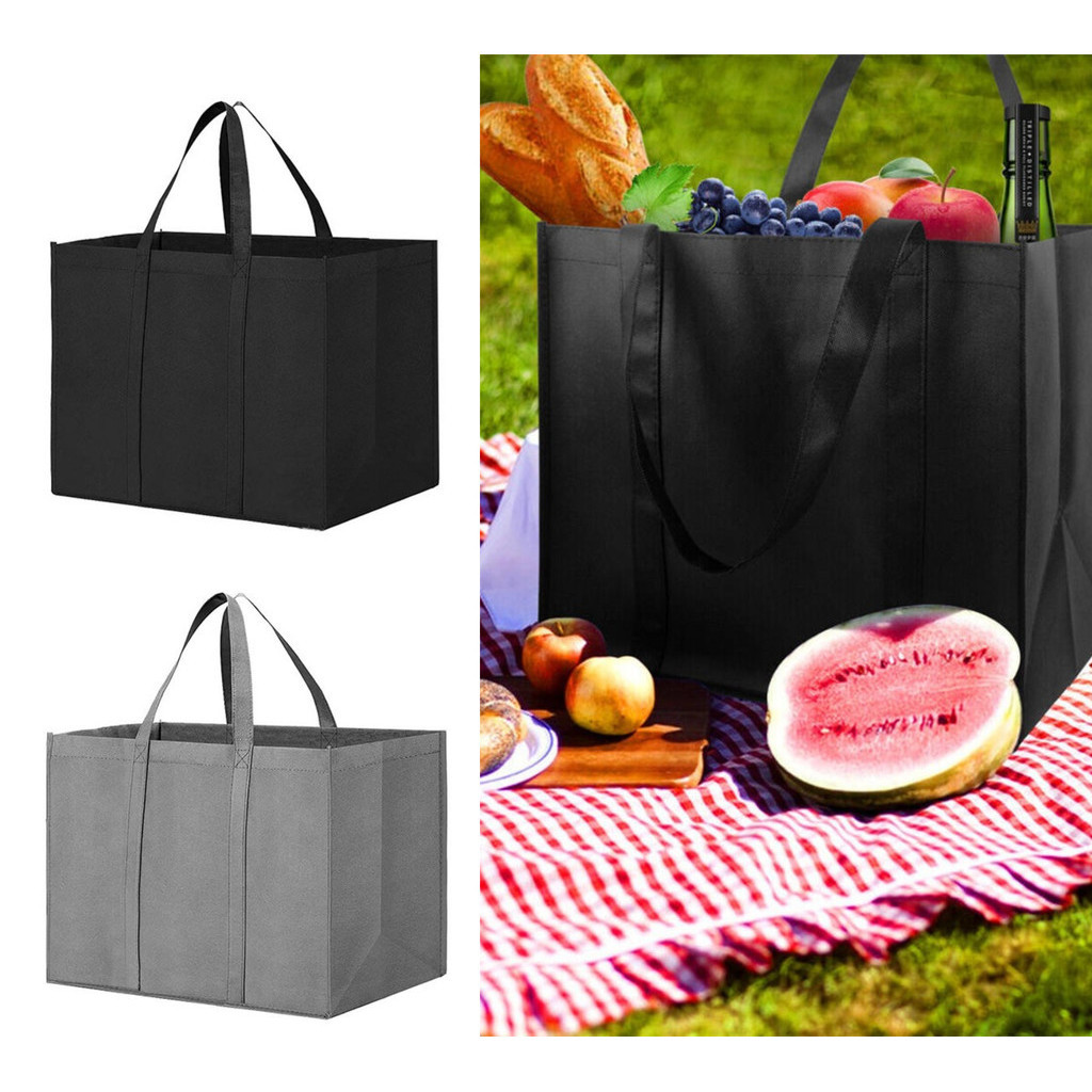 กระเป๋าช้อปปิ้งของชํานํากลับมาใช้ใหม่ได้,กระเป๋าหิ้วสําหรับงานหนัก Travel To-Go Kicthen รับประทานอาหารอาหารผ้าไม่ทอของขวัญช้อปปิ้งถุงของชําพร้อมที่จับ,ถุงยูทิลิตี้ประจําวัน