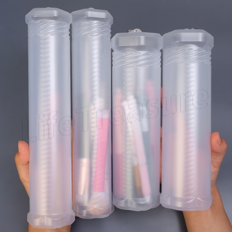 [ ที่โดดเด่น ] กล่องเก็บแปรงแต่งหน้า - สินค้าคอนเทนเนอร์ - กระบอกปากกา - กล่องใส่เครื่องสําอาง - ที่จัดระเบียบเดสก์ท็อป - กันฝุ่น, พกพา, โปร่งใส, สเกล - อุปกรณ์เดิ
