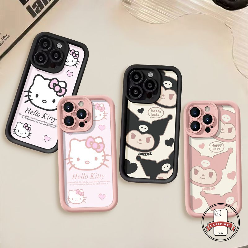 แมวคิตตี้น่ารักตลกคุโรมิเคสอ่อนสำหรับ Oppo A58 A35 A57 A17 A7 A38 A33 A3s A78 A5s A15 A12 A16 A53 A17K A77 A18 A54