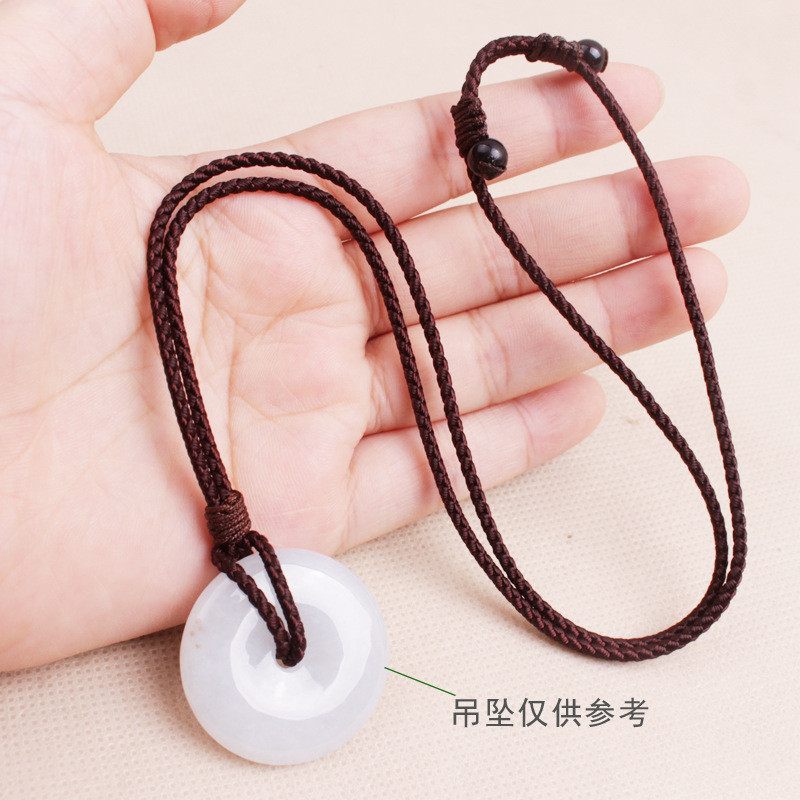 ปิงหยิงเกอ สร้อยคอทอมือเชือกผู้ชายผู้หญิงสไตล์แหวนหินสันติภาพหัวเข็มขัดเชือกเส้นเล็กปรับที่เรียบง่ายจี้เชือกขายส่ง