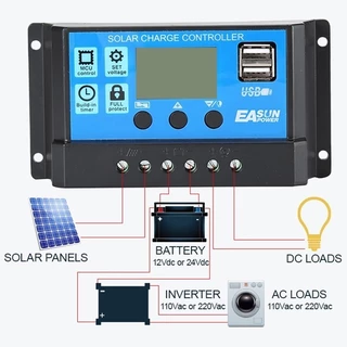 COD Solar charger 30A/60A/100A PWM อุปกรณ์ควบคุมแผงโซล่า โซล่าชาร์เจอร์ จอแสดงผล LCD ชาร์จเจอร์ โซล่าชาร์จคอนโทรลเลอร์