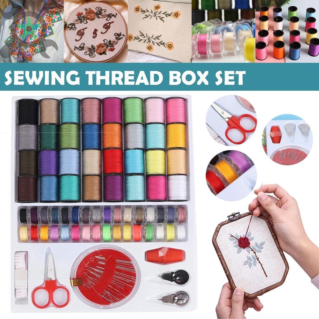 ชุดด้ายเย็บผ้า พร้อมด้ายหลายสี 64 สี ด้ายเย็บผ้า ด้ายวีนัส ชุดด้าย สี เข็ม ชุดกล่องเครื่องมือ Diy ชุดเครื่องมือเย็บผ้ากล่องเข็มถัก