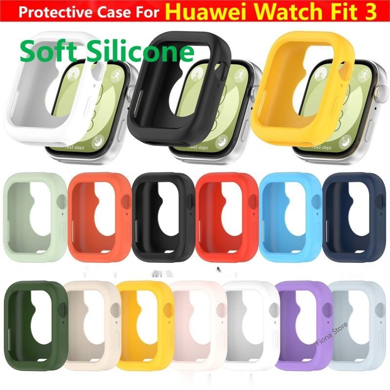 เคสซิลิโคนสําหรับ Huawei Watch Fit 3 สายนาฬิกาอัจฉริยะ TPU ป้องกันกันชนแบบนุ่ม Fit3 เกราะป้องกันอุปกรณ์เสริมอะแดปเตอร์