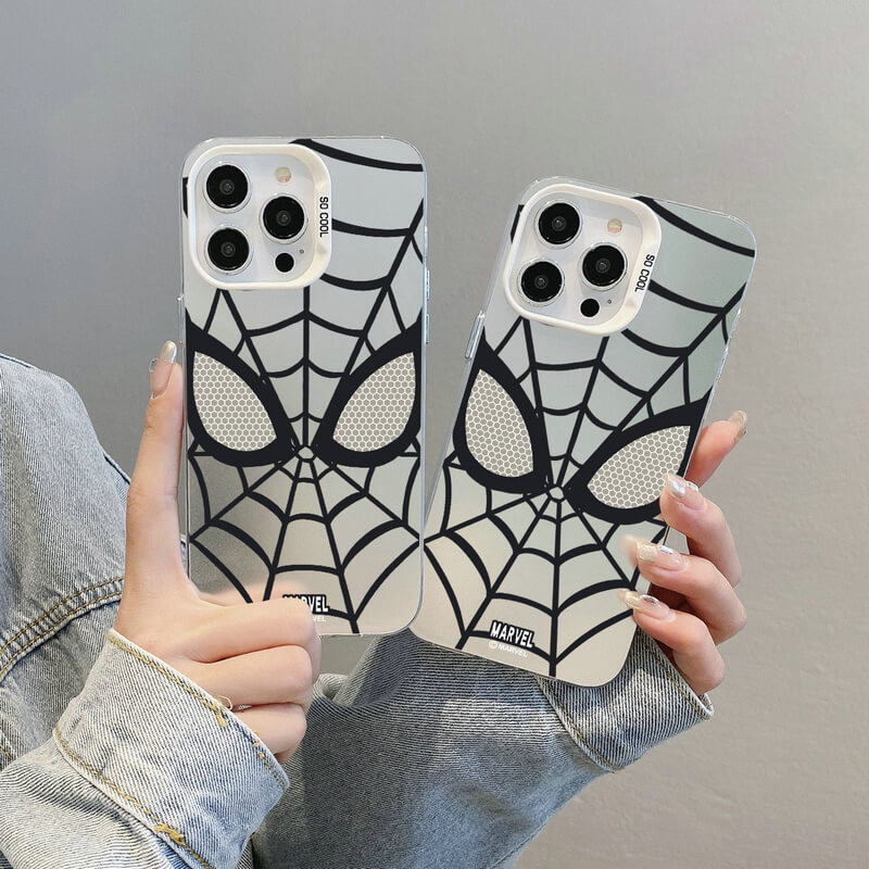 เคส Marvel Cool SpiderMan OPPO Reno 11F 11 10 Pro 5G F25 7 8 4 6 4G 8T 8Z 7Z 5F 4F 5 Lite F5 A5 A9 2020 A83 A71 A57 A1 A39 Cute Cartoon Couple Spider-Man Advanced Large Hole Frame Colored Silver All-Inclusive Hard Phone Case Back Cover 1YKC 09 - รูปที่ 3