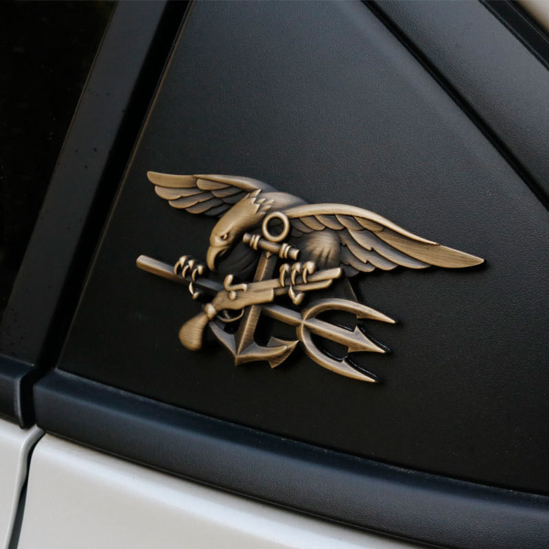 Ft US NAVY SEALs Ho รถสัญลักษณ์อัตโนมัติ 3D สติกเกอร์โลหะ Hawk Badge โลโก้ Veteran Bronze Hood หน้าต่างรถจักรยานยนต์จัดแต่งทรงผม