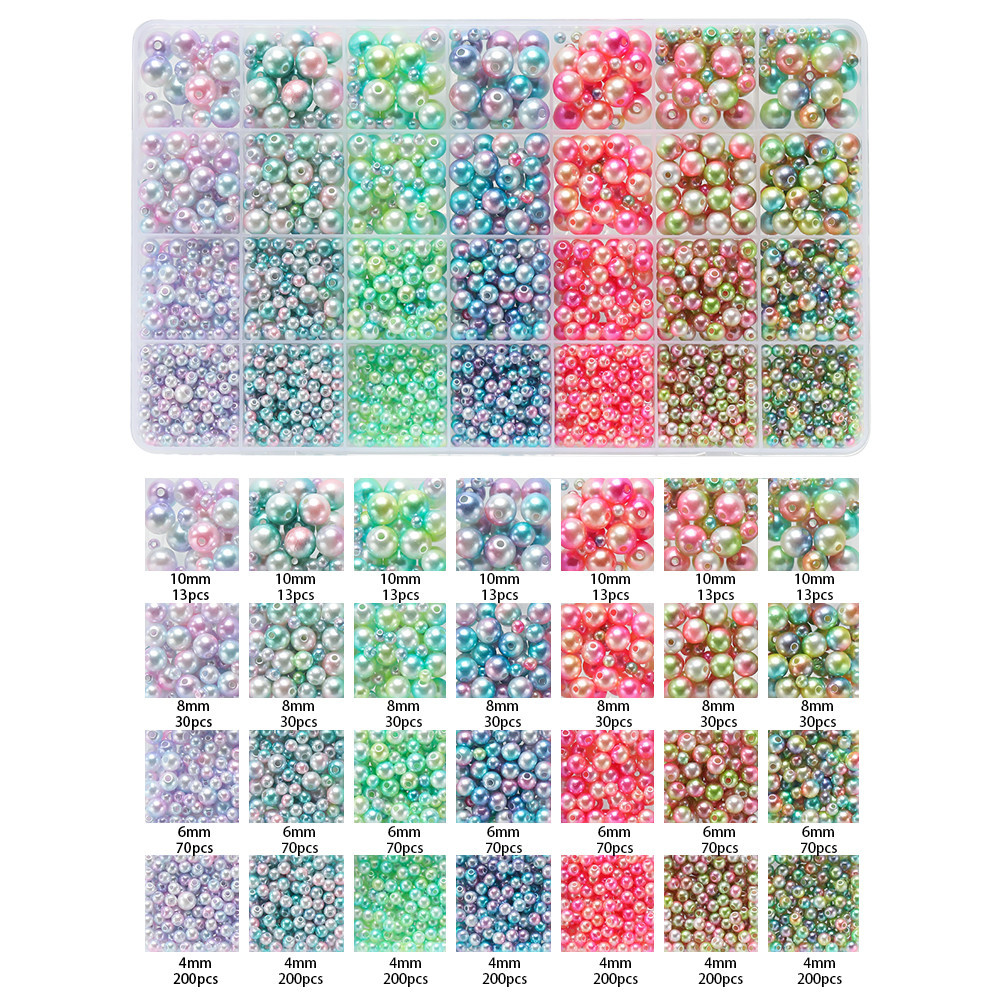 St. kunkka 28 ตารางบรรจุภัณฑ์กล่องพลาสติกประมาณ 2191Pcs4-10mmABS ชุดมุกเทียมชุดลูกปัดมุกอะคริลิคสําหรับ DIY สร้อยข้อมือลูกปัดสร้อยคอ