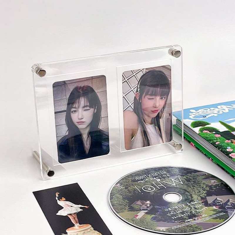 กรอบรูปอะคริลิค Kpop Photocard Stand Idol CD กรอบรูปการ์ด Protector กรอบจอแสดงผลเดสก์ท็อปตกแต่ง