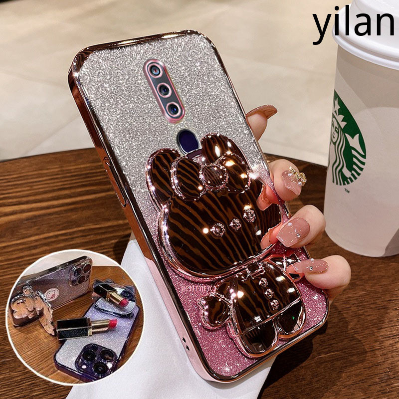 เคส Oppo F11 Pro F11 กระจกเงา แฟชั่นแววผง ชุบ ซิลิโคนนุ่มกรณีกระต่ายน่ารักกรณีโทรศัพท์หลักฐานตก เคสโทรศัพท์ Oppo F11 Pro F11