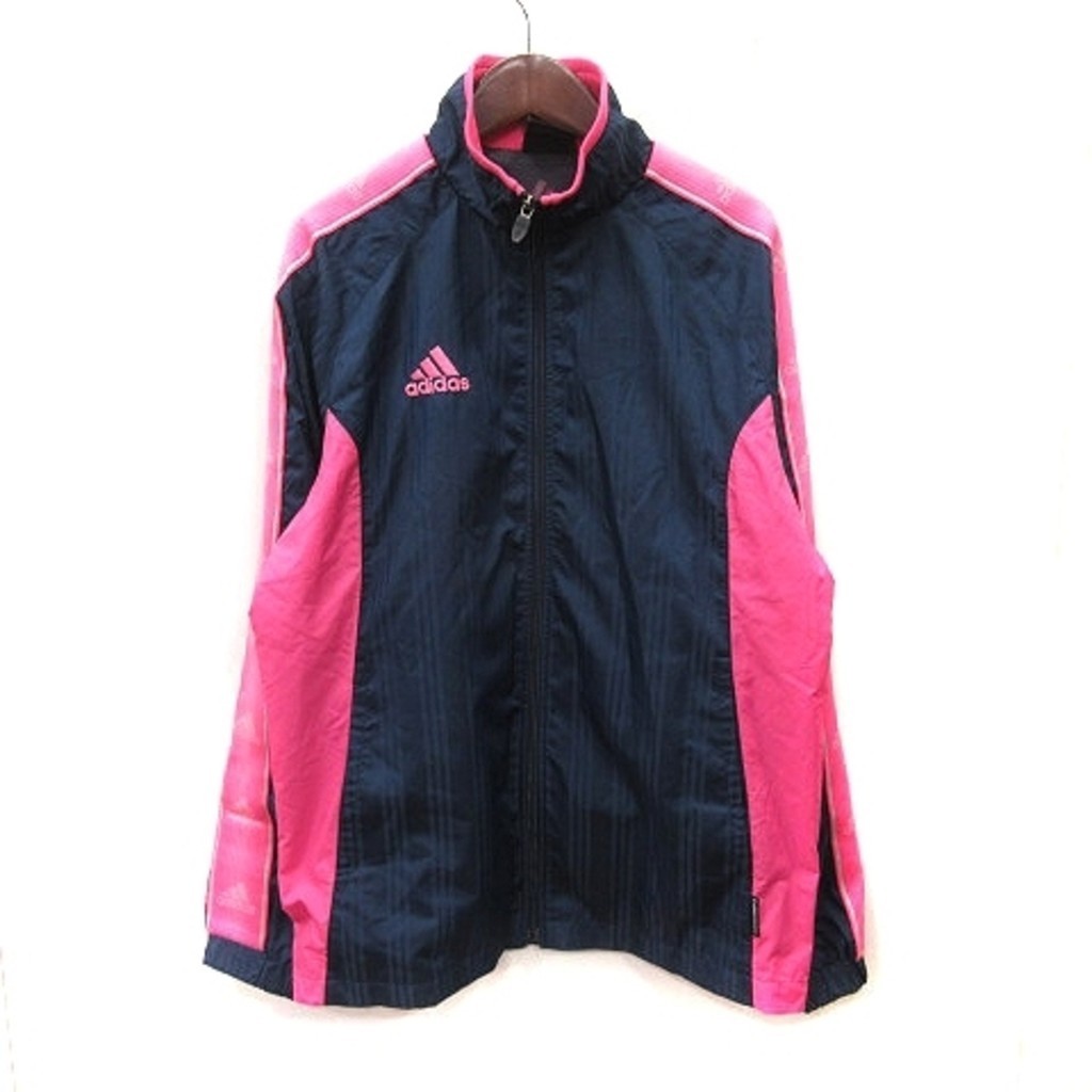adidas Jacket Windbreaker Fully Lined Stripe S Navy Pink Direct from Japan Secondhand