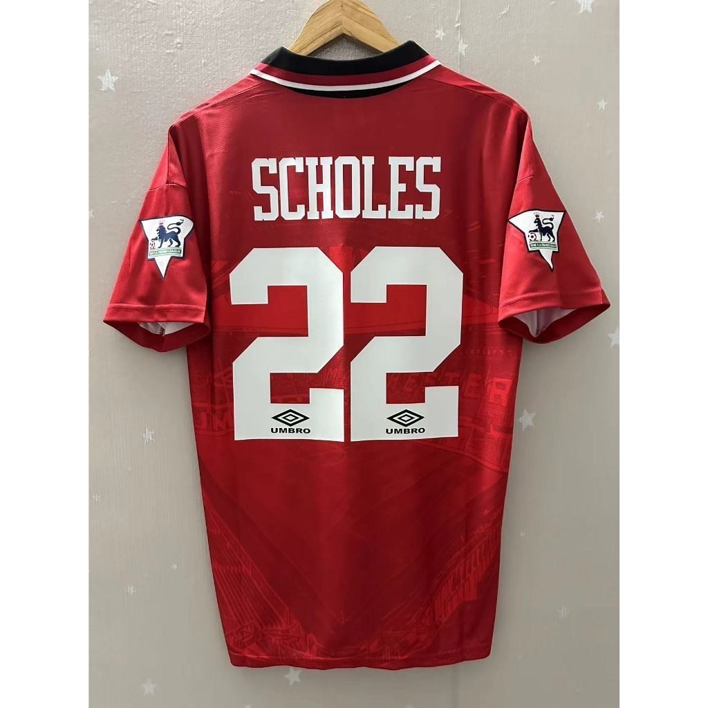 94/96 Manchester United CANTONA BECKHAM GIGGS คุณภาพสูง Home Retro ฟุตบอล Jersey เสื้อยืดที่กําหนดเอง-XH