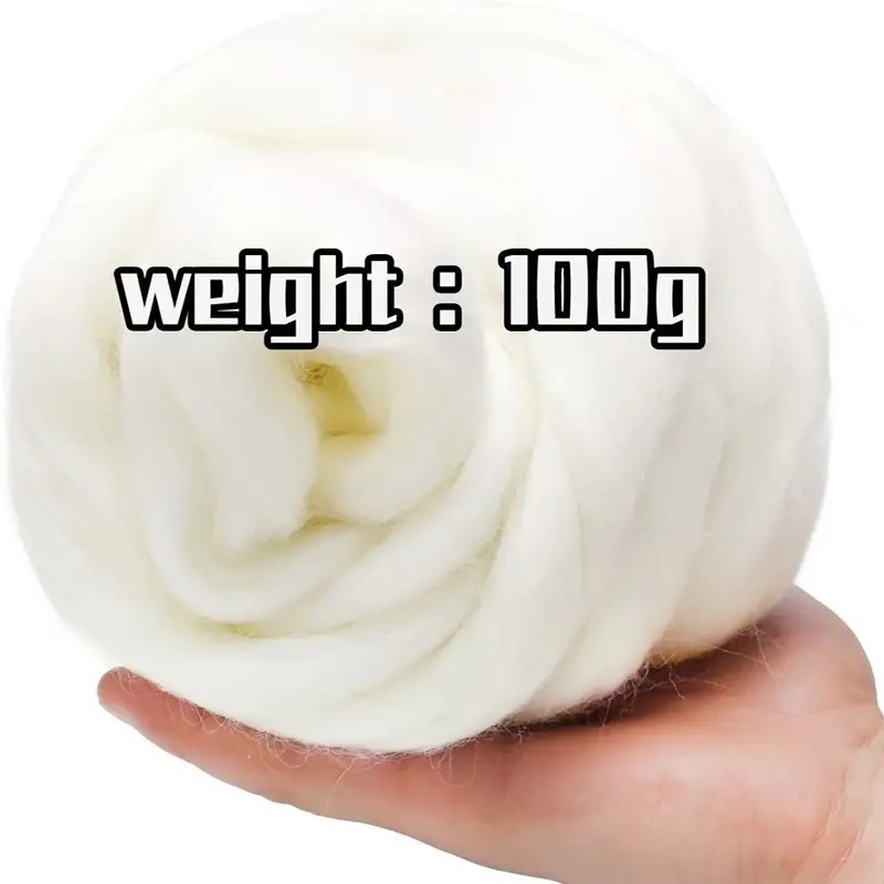 สําหรับเข็ม Felting KitBlted Roving 100g, เข็มสักหลาดขนสัตว์, เสื้อขนสัตว์ย้อมมือ, Merino ผสมขนสัตว์ธรรมชาติ Roving