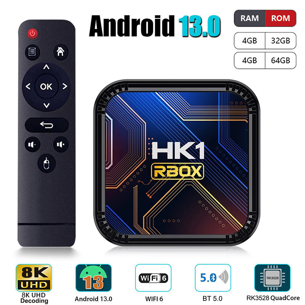 กล่องสมาร์ททีวีใหม่ Android 13.0 WIFI 6 RK3528 Quad Core 8K Ultra HD Media Streaming Player