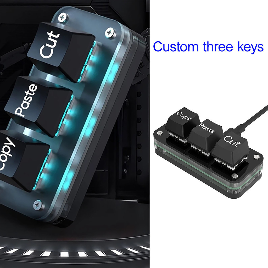 Mini 3-Key Cut Copy Paste Ctrl XC ทางลัด RGB Macro OSU ปุ่มกดคีย์บอร์ดแบบตั้งโปรแกรมได้สําหรับเล่นเก