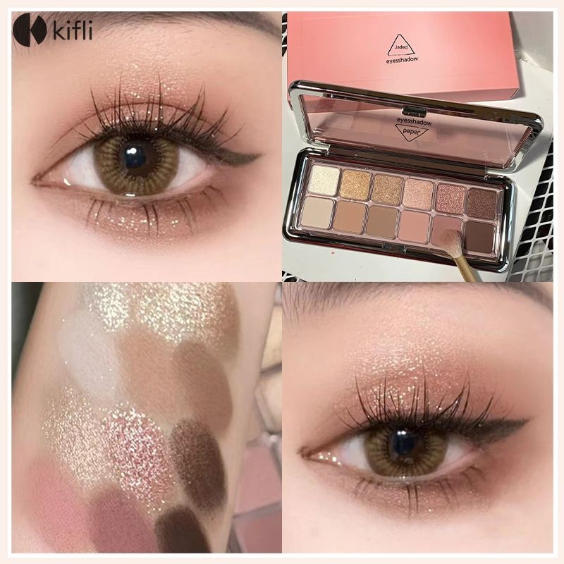 【kifli1】JADED พาเลทอายแชโดว์ เนื้อแมตต์ กลิตเตอร์ กลิตเตอร์ ประกายมุก สีน้ําตาลกาแฟ กันชื้น กันน้ํา ติดทนนาน12 สี-KI
