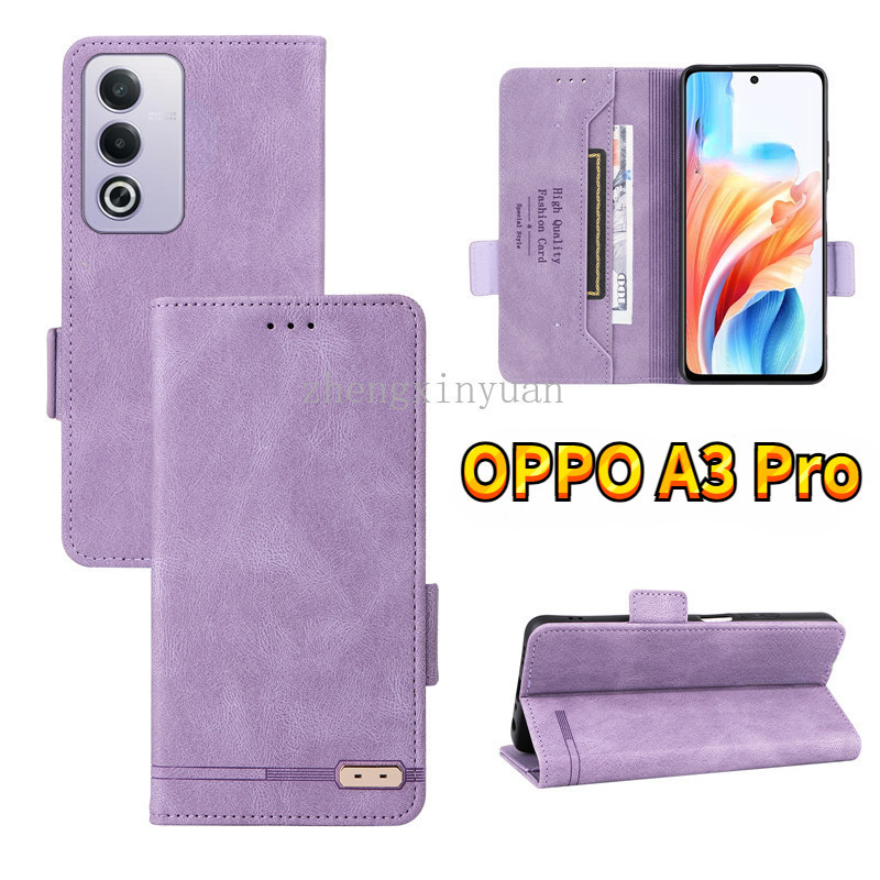 ปลอกสําหรับ OPPO A3 Pro 5G 2024 เคสโทรศัพท์หนังสําหรับ OPPOA3Pro A3Pro 3 ช่องกระเป๋าสตางค์วงเล็บป้องกันกรณี