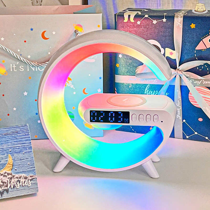 [GZ] แท่นชาร์จไร้สายขาตั้งลําโพง TF RGB Night Light Fast Charging Station สําหรับ IPhone Samsung Xiaomi Huawei TH